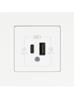 Prime Eqona Beyaz 2 Çıkışlı USB Şarj Prizi Type C + Type A 20W