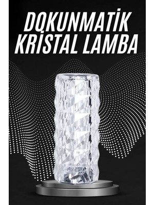 Sungur's Store Kristal Lamba Masa Lambası Şarjlı Masa Lambası Dokunmatik Sensör USB Şarjlı