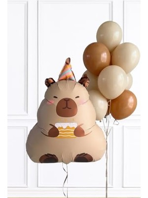 Myg Plus Pastalı Kapibara Temalı Folyo Balon ve Lateks Balon Seti