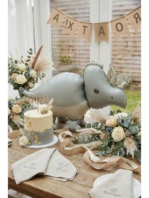 Myg Plus Gri Mat Triceratops Dinozor Folyo Balon, Parti Süsü