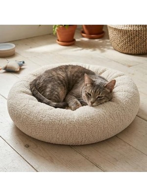 Myg Plus Ultra Yumuşak Kumaşlı Donut Şeklinde Kedi Yatağı, Kaydırmaz Taban