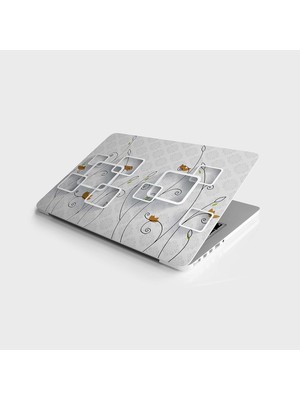Prime Laptop Notebook Pc Kaplama Etiketi Siyah Çiçekler