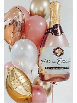 Prime Şampanya Şişesi Pembe Folyo Balon