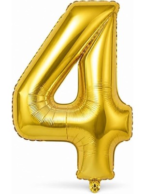 34 Inç Rakam Folyo Balon, Gold, Doğum Günü, Yıl Dönümü ve Özel Gün Parti Süsü, 1 Adet, 4