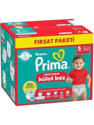 Prime Külot Bebek Bezi 5 Numara 56 Adet Fırsat Paketi