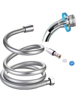 Prime Gri Paslanmaz Kopmaz Patlamaz Kaliteli Pvc Duş Hortumu - Yüksek Kaliteli Lüx Duş Spirali - Tüm Duş Setleri/duş Başlıkları ile Uyumlu (G1/2) - 15