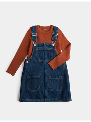 Marks & Spencer 2 Parça Denim Elbise ve Tişört Takımı