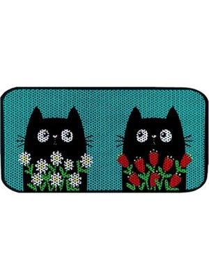 Die Grup Desenli Kedi Kumu Paspası 60X120 Cm, Elekli Tuvalet