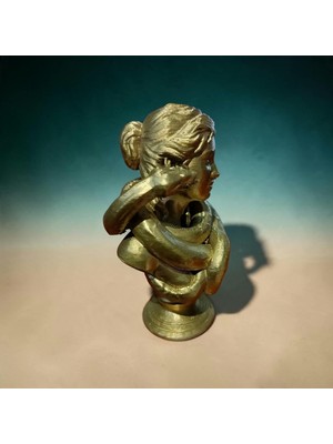 Atölyeden Premium Mitolojik Medusa / Yılan Figürlü Dekoratif Büst - Altın Sarısı Çalışma Masası Aksesuarı (5X10 Cm)