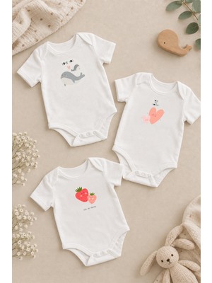 Luppinos Love You Mom 3lü %100 Pamuk Dijital Baskılı Bebek Body Set2