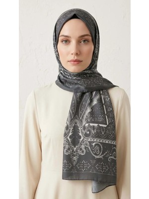 Moda Nuda Etnik Desenli Pamuk Soft Şal - Retro Siyah Serisi