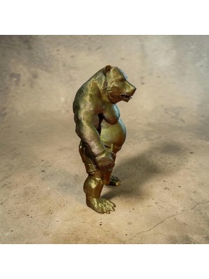 Gold Kaslı Ayı Figürü - 6x9.5 cm Dekoratif Masa Üstü Objesi & Biblo