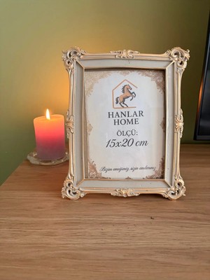 Hanlar Home Klasik Barok Dikdörtgen Fotoğraf Çerçevesi – Vizon & Eskitme Altın (15X20 Cm)