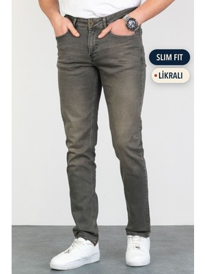 Hlt Jeans Erkek Haki Slim Fit Denim Likralı Jean Kot Pantolon HLTHE001920