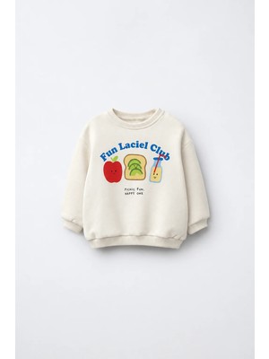 Magu Çocuk Pamuklu Baskılı Ekru Sweatshirt