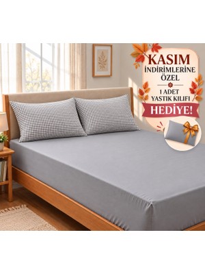 Dilek Perde Tül Pamuklu Poplin Kumaş Çift Kişilik (Lastikli) Çarşaf ve Yastık Kılıfı Takımı