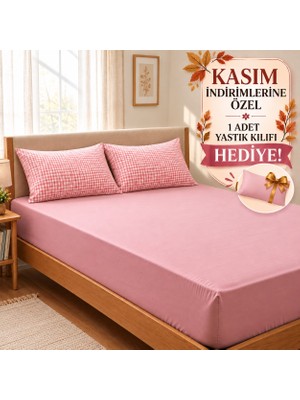 Dilek Perde Tül Pamuklu Poplin Kumaş Çift Kişilik (Lastikli) Çarşaf ve Yastık Kılıfı Takımı