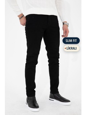 Hlt Jeans Erkek Siyah Slim Fit Likralı Jean Kot Pantolon HLTHE001937