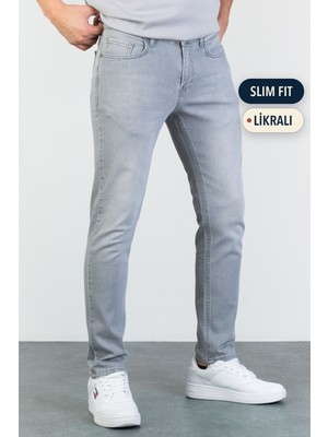 Hlt Jeans Erkek Gri Slim Fit Likralı Jean Kot Pantolon HLTVALGREY-A