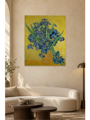 Fida Van Gogh Sarı Zeminde Süsenler Canvas Tablo