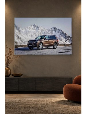 Fida Karlı Zirveler Önünde Kahverengi Mercedes Gls Canvas Tablo