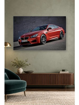 Fida Beton Duvar Önünde Kırmızı Bmw M6 Canvas Tablo