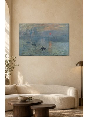 Fida Monet Sisli Limanda Kırmızı Güneş Canvas Tablo
