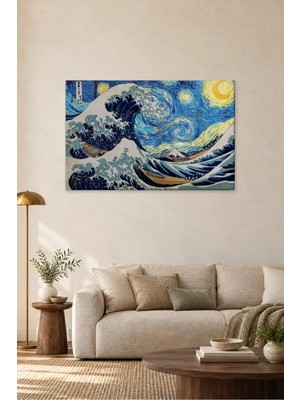 Fida Yıldızlı Gece ile Büyük Dalga Buluşması Canvas Tablo