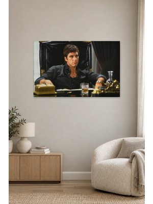 Fida Al Pacino Yaralı Yüz Masa Başında Canvas Tablo