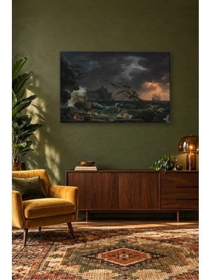 Fida Vernet Fırtınada Kayalıklara Çarpan Gemi Canvas Tablo