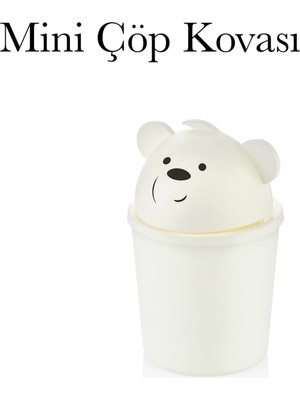 Str Store Çöp Kutusu Masa Üstü Mini Ayıcık Figürlü Çöp Kovası Bpa Içermez Mons