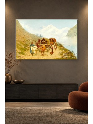 Fida Kafkas Dağlarında Öküz Arabalı Kervan Canvas Tablo