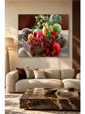 Fida Hasır Sepette Taze Meyveler Canvas Tablo