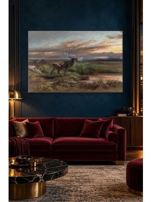 Fida Rosa Bonheur Gün Batımında Böğüren Geyik Canvas Tablo