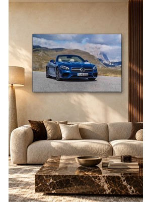 Fida Dağ Yolunda Lacivert Mercedes Sl Roadster Canvas Tablo