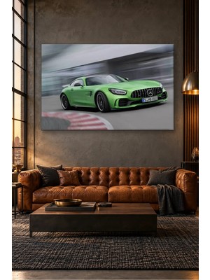Fida Virajda Hızlanan Yeşil Mercedes-Amg Gt R Canvas Tablo