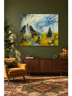 Fida Roberto Matta Mavi Sarı Gerçeküstü Girdap Canvas Tablo