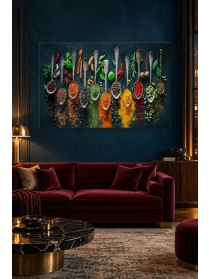 Fida Kaşıklarda Rengârenk Baharatlar Canvas Tablo