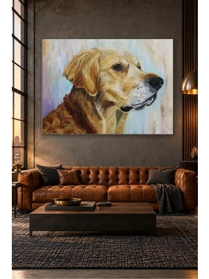 Fida Pastel Fonda Golden Retriever Profili Canvas Tablo