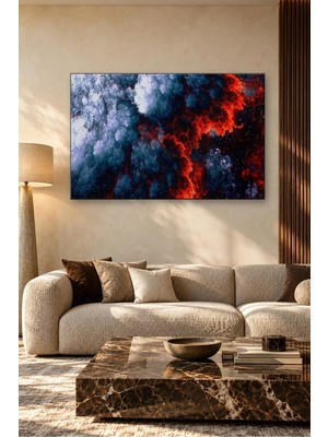 Fida Lacivert ve Kızıl Fraktal Magma Canvas Tablo