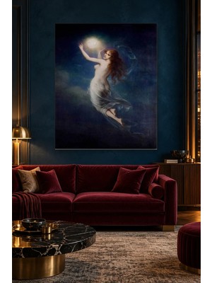 Fida Schweninger Gece Göğünde Işık Taşıyan Kadın Canvas Tablo