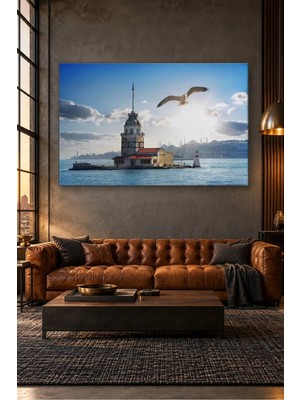 Fida Kız Kulesi ve Uçan Martı Canvas Tablo