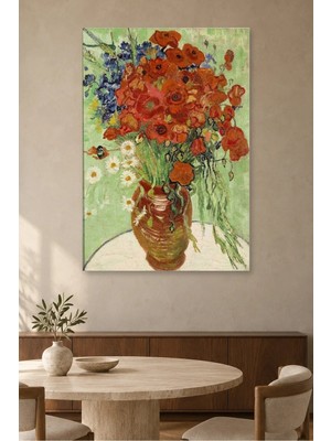 Fida Van Gogh Toprak Testide Gelincik ve Papatya Canvas Tablo