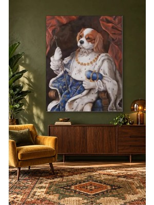 Fida Asalı ve Taçlı Kral Cavalier Spaniel Canvas Tablo