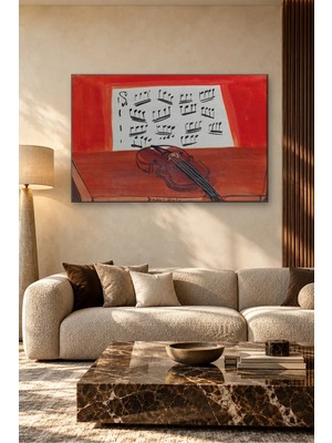 Fida Raoul Dufy Kırmızı Keman ve Nota Kâğıdı Canvas Tablo