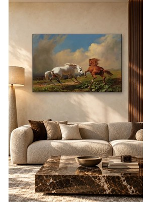 Fida Rudolf Koller Fırtına Öncesi Huysuz Atlar Canvas Tablo