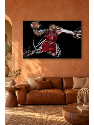 Fida Işık Çizgileriyle Smaç Yapan Basketbolcu Canvas Tablo