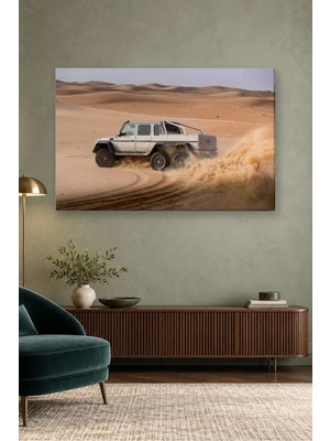 Fida Çöl Kumulunda Toz Kaldıran Mercedes G 6x6 Canvas Tablo