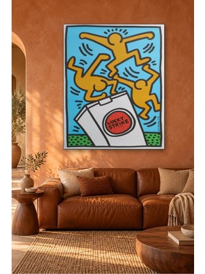 Fida Keith Haring Lucky Strike Dans Eden Figürler Canvas Tablo