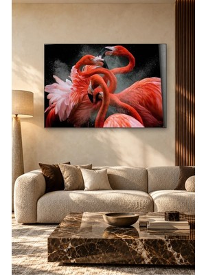 Fida Pudra Bulutunda Kanat Açan Flamingolar Canvas Tablo